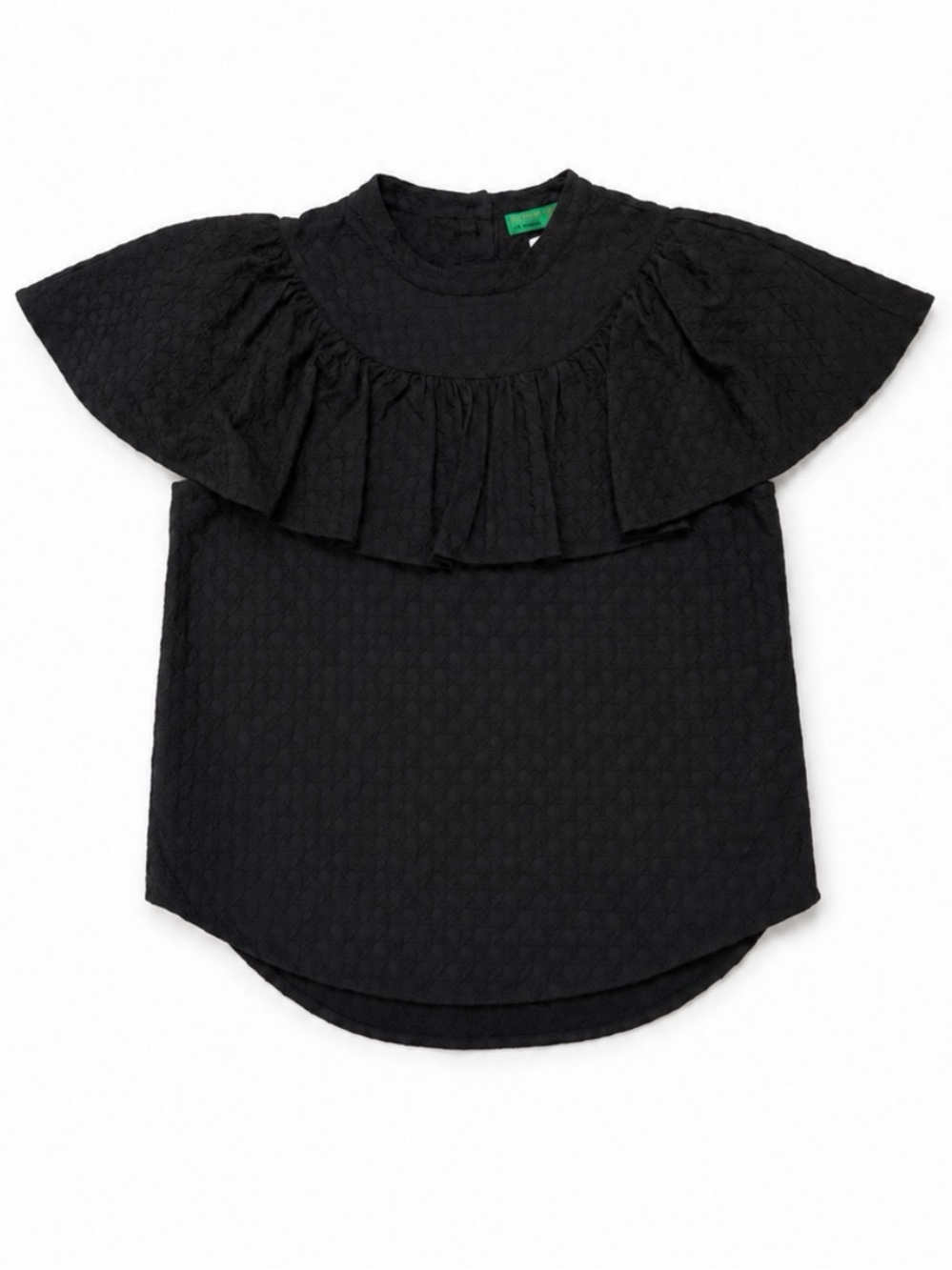 Clare V. Maxine High Neck Blouse in Black Rattan Eyelet
